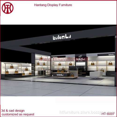 Customize Mall Wooden Bag Kiosk Fashionable Mall Bag Kiosk With Display Shelf